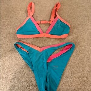 OneOne Teal and Coral Bikini Set